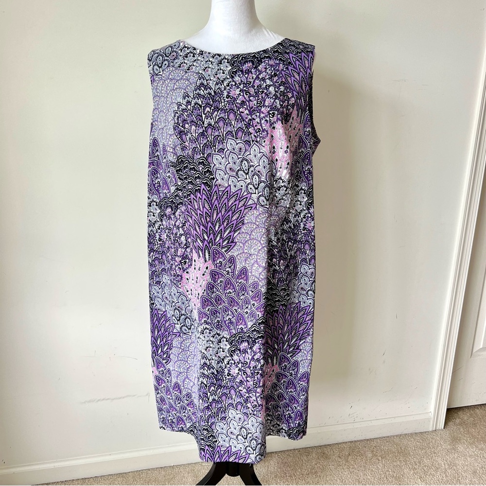CONNECTED Woman Sleeveless Paisley Peacock Sheath Dress—SZ. 16W